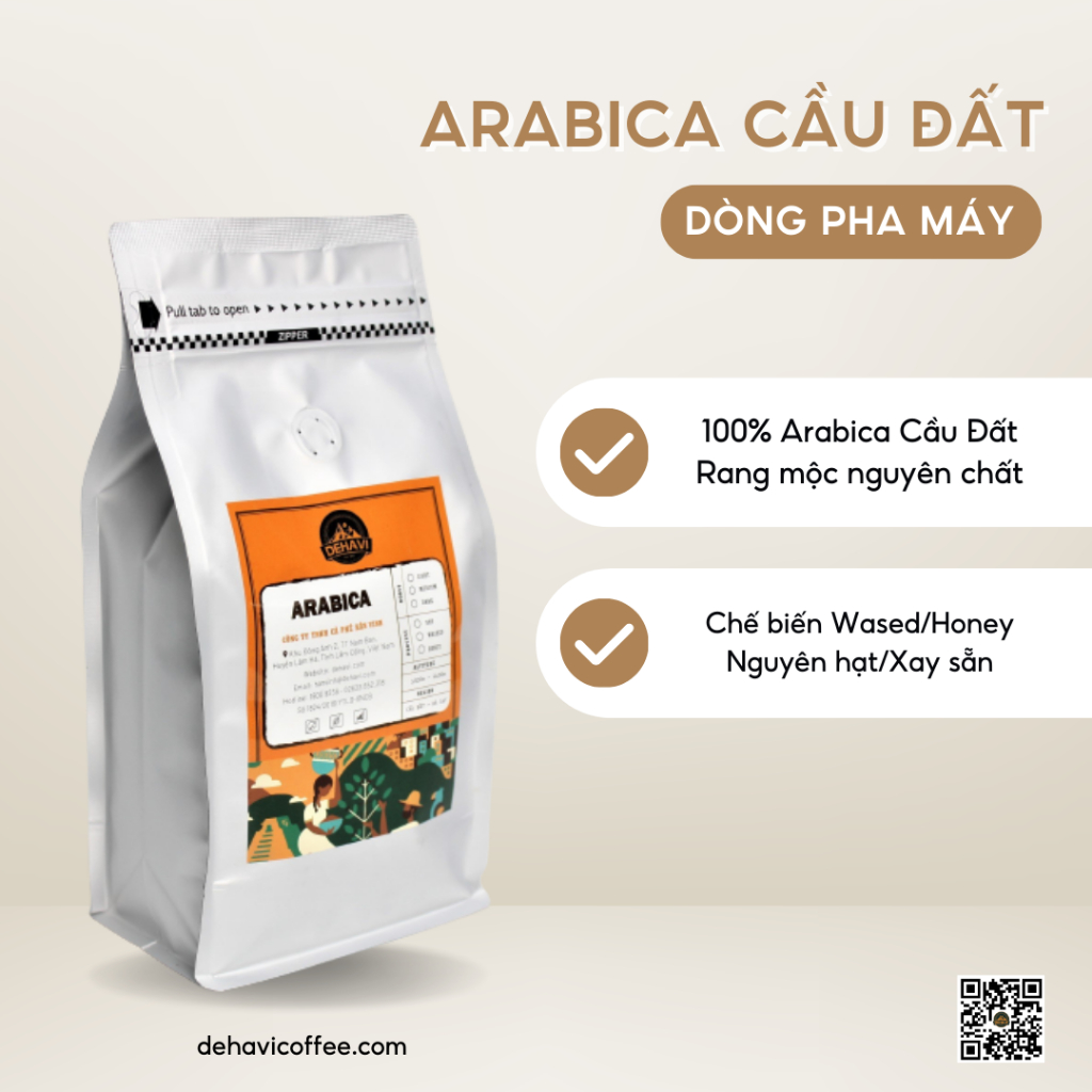 100% ARABICA nguyên hạt/xay sẵn pha máy, nguyên chất rang mộc, chế biến Ướt/Honey từ Dehavi Coffee