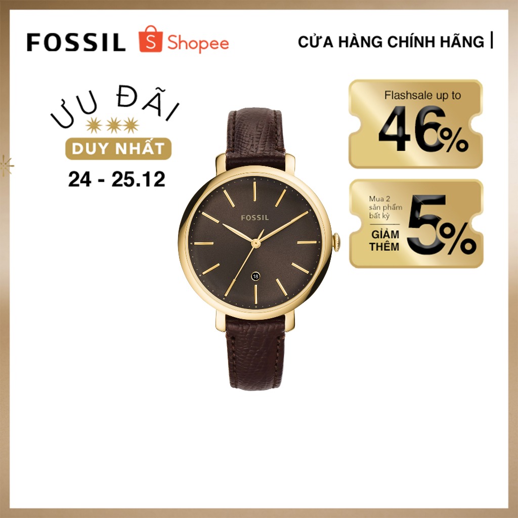 Đồng hồ nữ Fossil Jacqueline Three-Hand dây da ES4969 - màu nâu