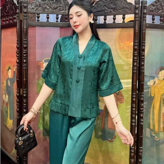 Mẫu Pháp Phục Bà Lai Lụa Gấm Cao Cấp Đi Lễ Chùa