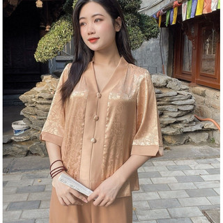 Mẫu Pháp Phục Bà Lai Lụa Gấm Cao Cấp Đi Lễ Chùa