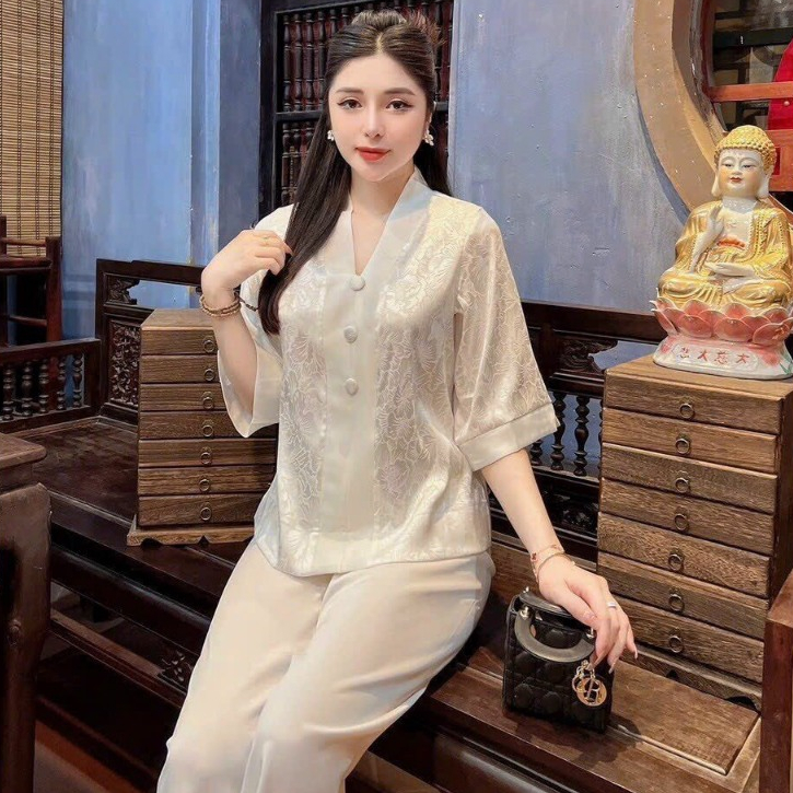 Mẫu Pháp Phục Bà Lai Lụa Gấm Cao Cấp Đi Lễ Chùa