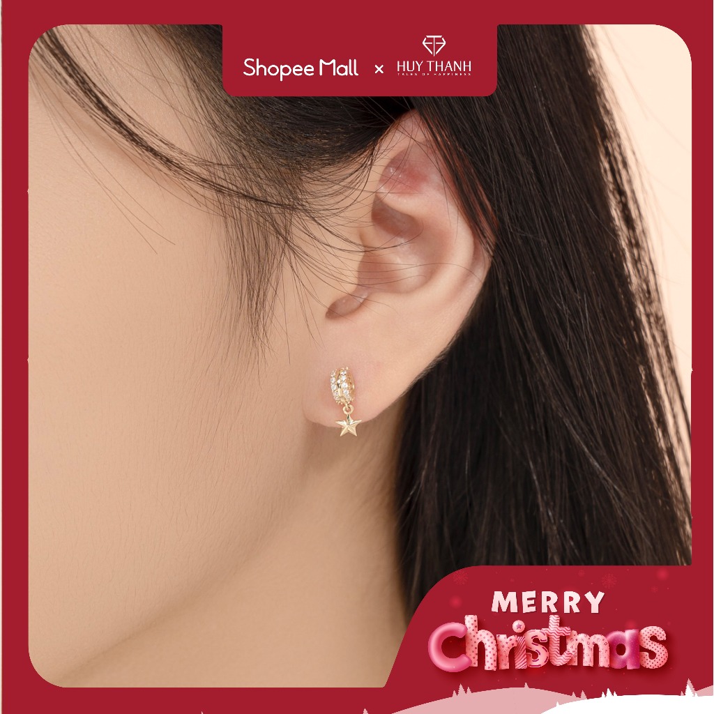 Bông Tai Nữ Vàng 14K BT421 Huy Thanh Jewelry
