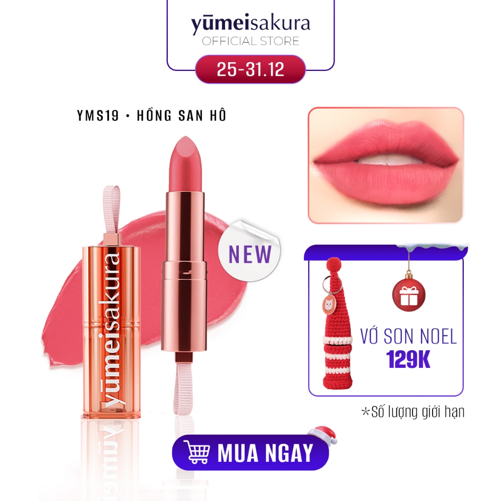 Son Thỏi Màu Hồng San Hô Lì Mịn Siêu Dưỡng Yumeisakura Chotto Matte Sweetie Coral Pink YMS19 3.5g