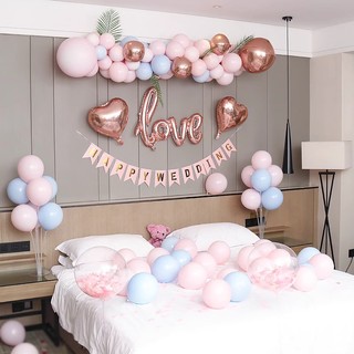 Set bóng trang trí phòng cưới tone màu pastel lãng mạn