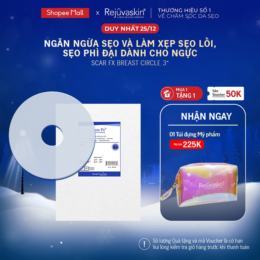 Miếng dán xóa mờ sẹo phẫu thuật ngực thu quầng đầu ti Rejuvaskin Scar FX Breast Circle 3″