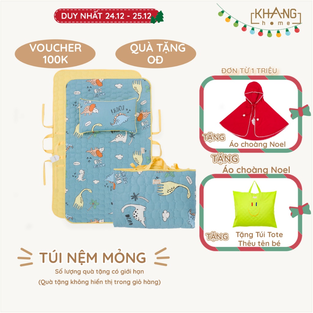 Túi Nệm Mỏng Cho Bé Đi Học Khang Home - Chần Bông Thiên Nhiên, Mỏng Nhẹ, Tiện Lợi, Bé Say Giấc An Toàn Ở Mọi Nơi