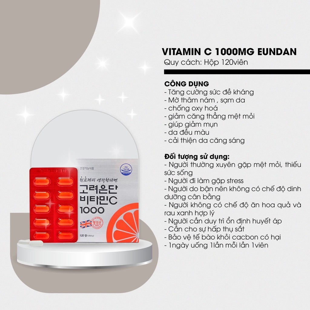 Viên Uống Vitamin C Eundan Số 1 Tại Hàn Quốc Trắng