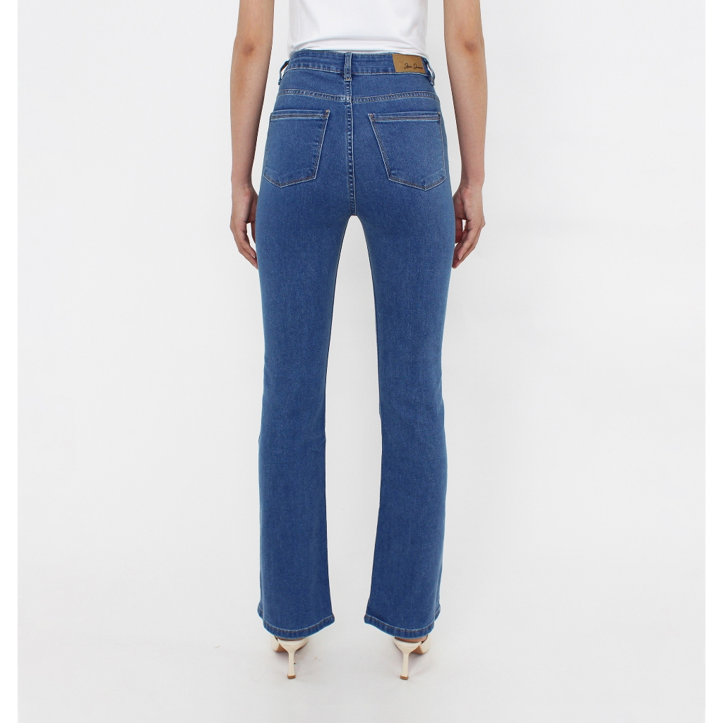 Quần Jean Nữ Ống Loe Lưng Cao Màu Medium Blue  Aaa Jeans