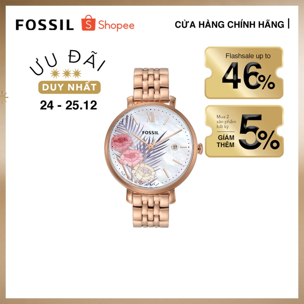 Đồng hồ nữ Fossil JACQUELINE dây thép không gỉ ES5275 - màu vàng hồng