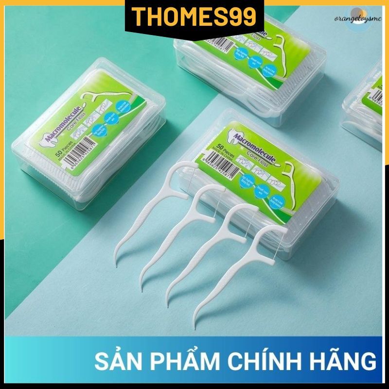 Hộp 50 que tăm xỉa răng nha khoa dùng 1 lần macromolecule - Tăm chỉ nha khoa hộp 50 Cây Thomes