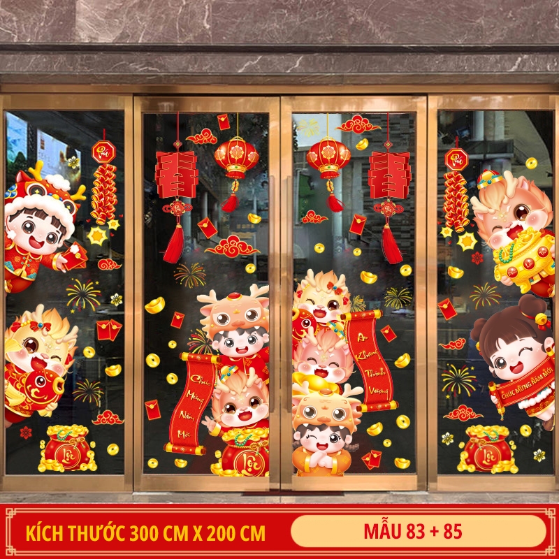 Combo decal trang trí tết,Tranh decal noel 2024 PA83+85