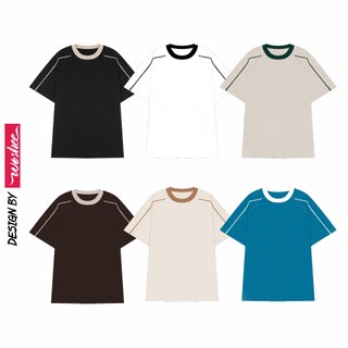 Áo thun phông rộng sọc viền tay áo WOSHEE áo thun local brand năng động trẻ trung áo thun 100% cotton thoáng mát PT009