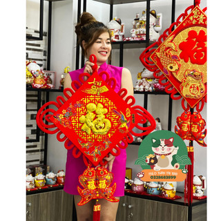 Liễn Khánh Chữ Phúc Cá Chép Treo Tết, Dây treo cát tường tết, Phụ kiện trang trí tết