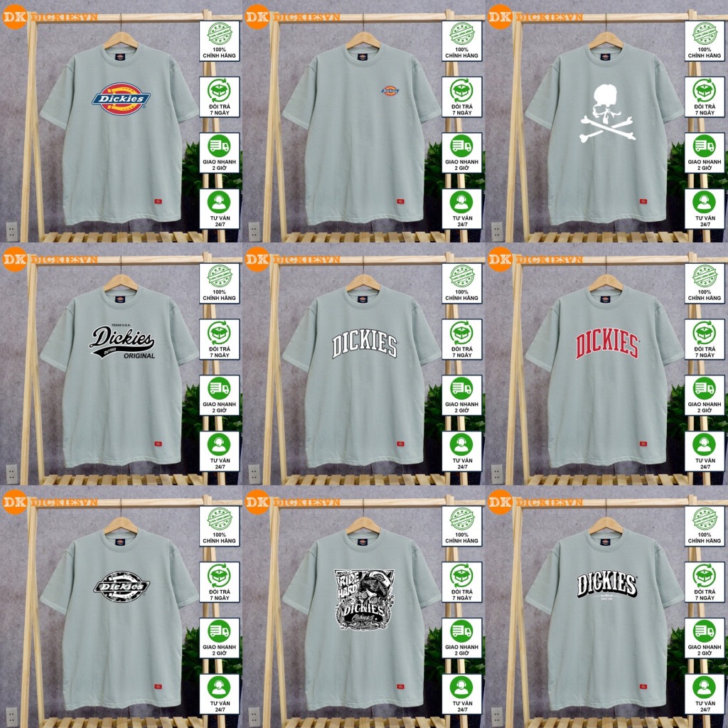 Áo thun nam nữ unisex Dickies màu xanh đậu, chất cotton 100% - Dickies.vn