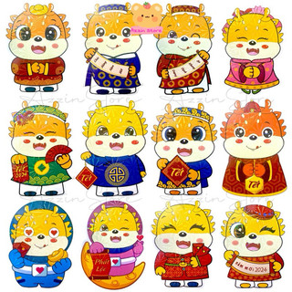 Combo 100 bao lì xì hoạt hình chibi 3D mẫu mới năm 2024