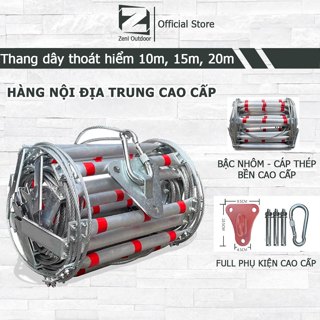  Thang dây thoát hiểm 10m 15m 20m thang dây bậc nhôm cao cấp chống trơn cáp thép dày không gỉ chống cháy 