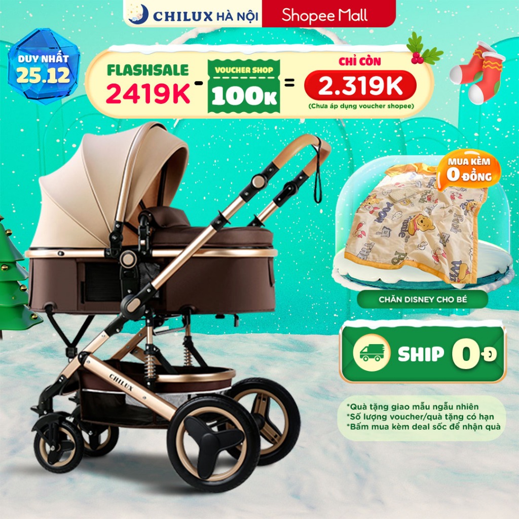 Xe đẩy Chilux V1.6 - 9 tính năng tiện dụng cho mẹ và bé - Dễ dàng gấp gọn