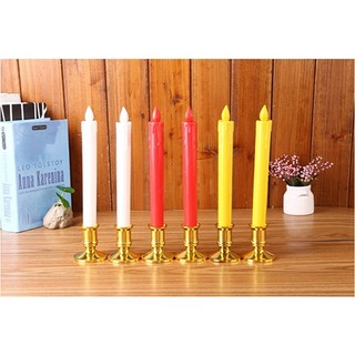 Cặp Nến ( 2 cây) điện tử để bàn thờ có chân đế loại cao 19cm, loại cao 13cm. Thân nến Có 3 màu đỏ vàng trắng