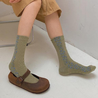 Tất nữ cổ cao Họa tiết Thu Đông Ulzzang Hàn Quốc Vớ nữ cao cổ Cotton Độc lạ