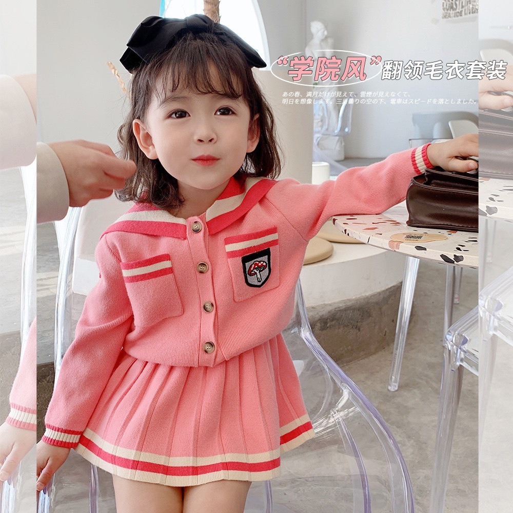 Set len điệu đà cho bé gái , set váy len sang chảnh LITIBABY