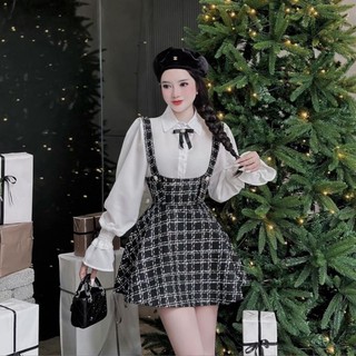 Set yếm dạ áo sơ mi cổ tàu