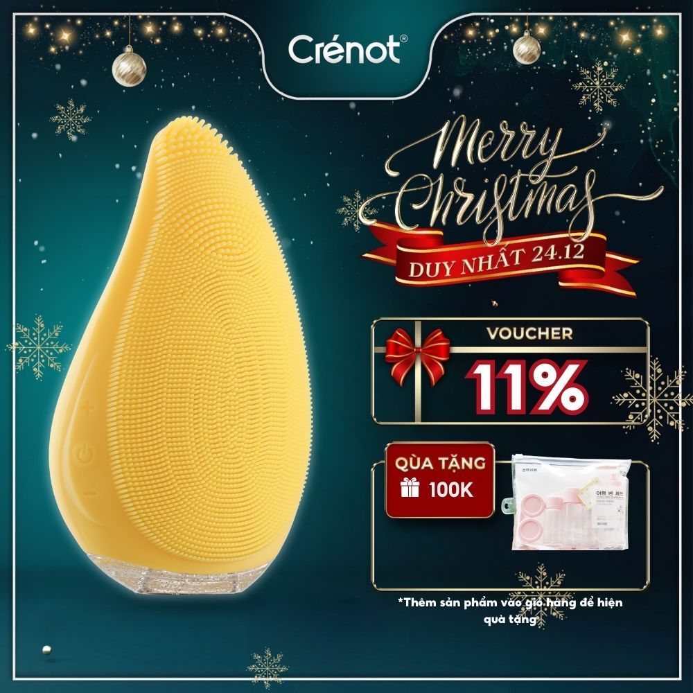 Máy rửa mặt mini cầm tay Crenot Beaute Nia P5 silicone siêu mềm sóng âm rửa sạch sâu lỗ chân lông thiết kế công thái học