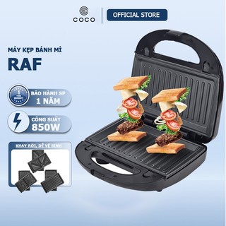 Máy kẹp bánh mì RAF công suất 1200W, 3 khay nướng, máy nướng bánh mì, làm bánh waffle, cho bữa sáng dinh dưỡng tiện lợi