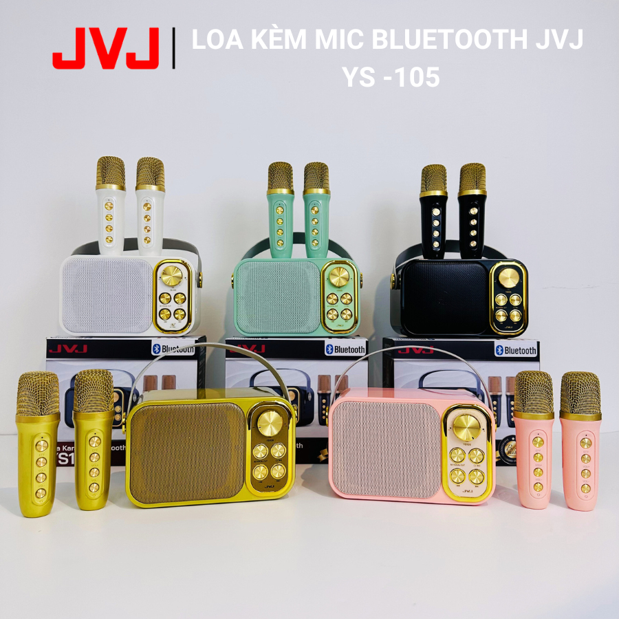 Loa bluetooth mini karaoke kèm mic JVJ YS-105 Không dây, kèm 2 mic hát công suất 10W - Bảo hành chính hãng 06 Tháng