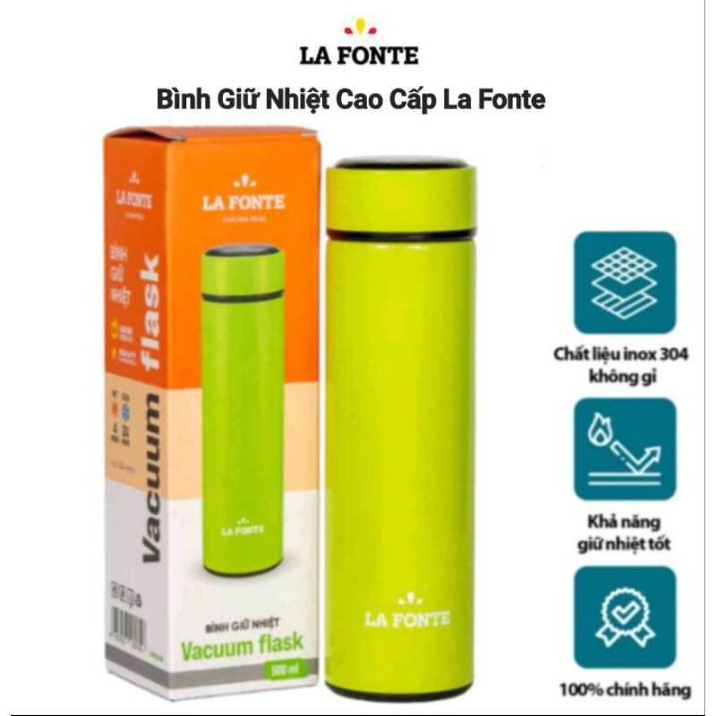 Bình Giữ Nhiệt La Fonte 180756 - Dung Tích 500ml, Màu Xanh, Chất Liệu Inox 304