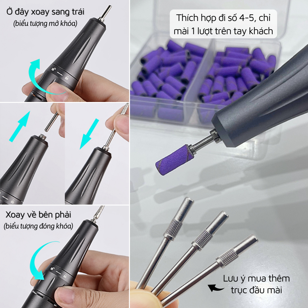 Đầu mài nhám tím mini hộp 60 chiếc JELIVA