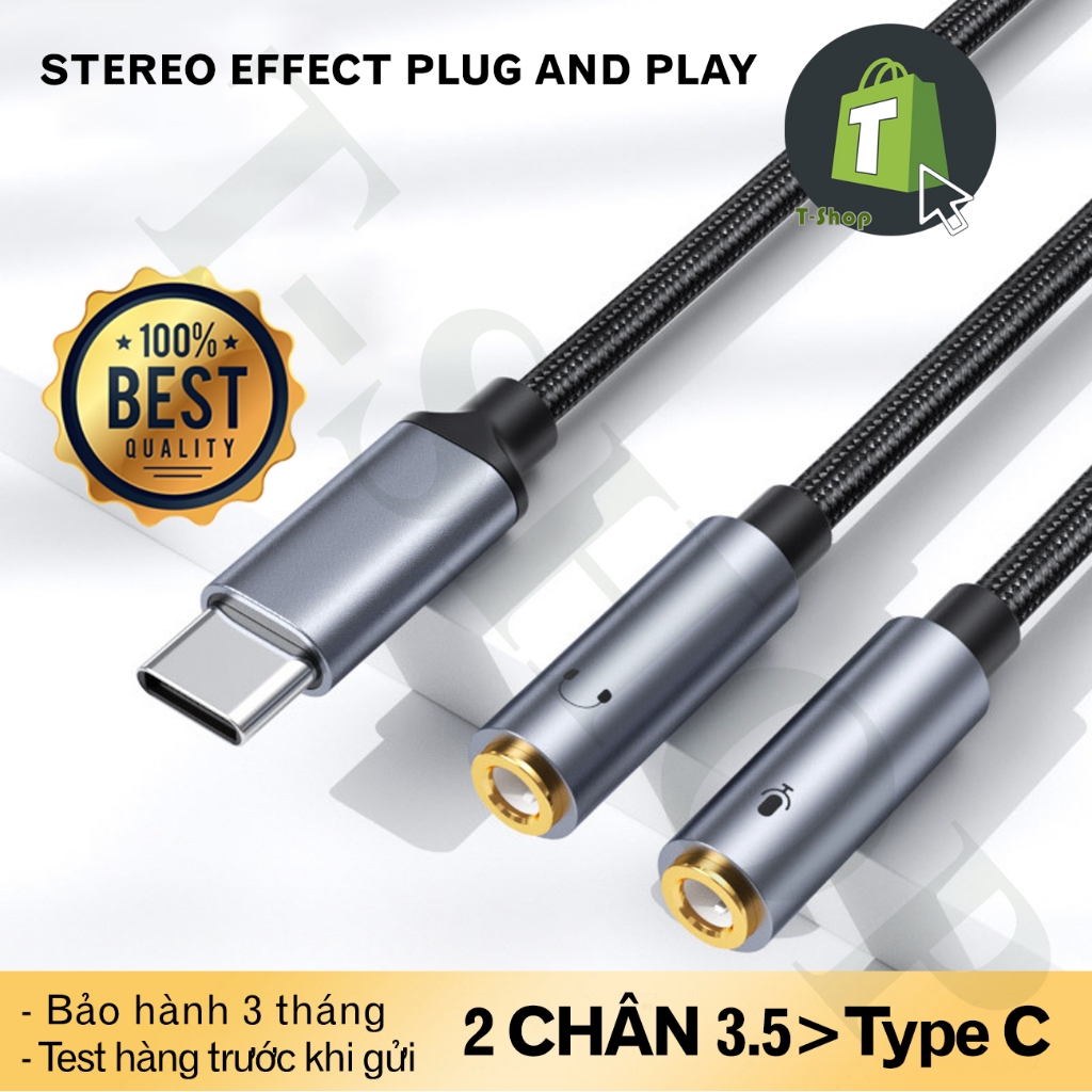 Jack chuyển đổi 2 chân 3.5 sang Type C
