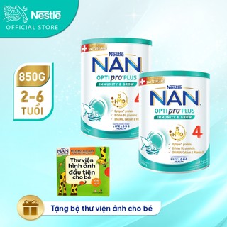  Bộ 2 lon Sữa bột Nestlé NAN OPTIPRO PLUS 4 850g/lon với 5HMO Giúp tiêu hóa tốt