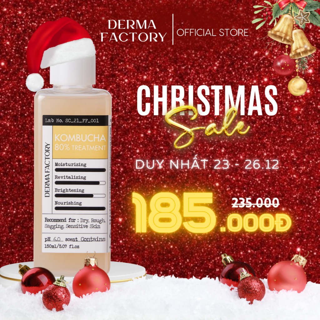 Nước cân bằng cung cấp dưỡng chất Derma Factory Kombucha 80% Treatment 150ml