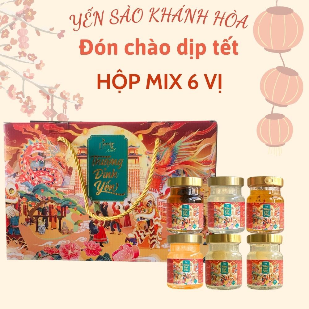 Yến sào Nha Trang hũ chưng sẵn hộp 6 hũ , hộp quà tết