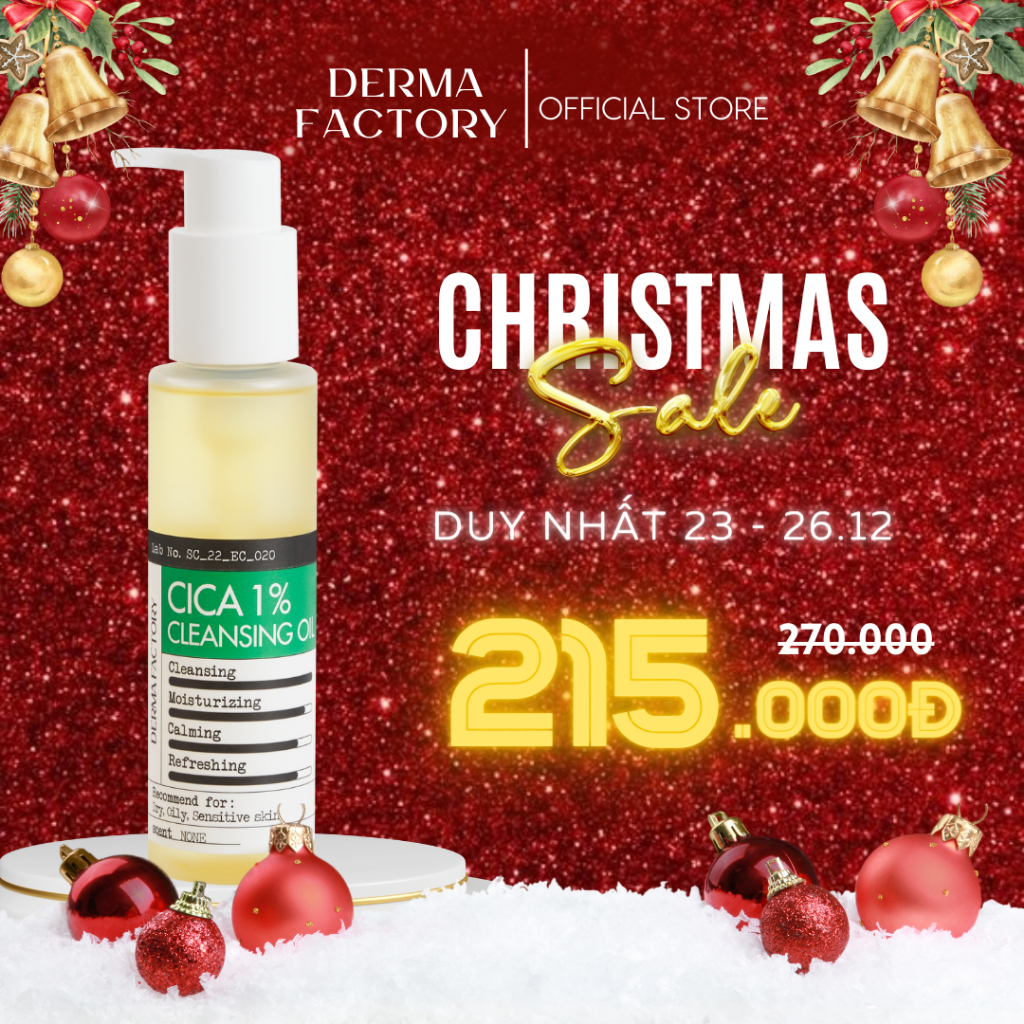 Dầu tẩy trang rau má (Centella Asiatica) Derma Factory CiCa 1% Cleansing Oil 150ml