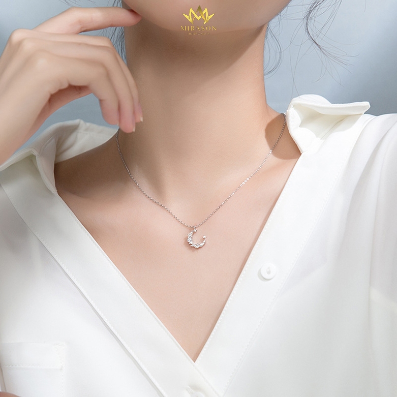 Dây Chuyền Bạc Nữ S925 Mặt Trăng Ngôi Sao Nạm Đá Sang Trọng - MIRASON MDC6687 - Vòng Cổ Bạc Nữ S925