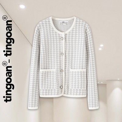TINGOAN® - Áo len khoác cổ tròn dáng dài vân caro MACCARONI JACKET/GR PHIÊN BẢN T6.2026