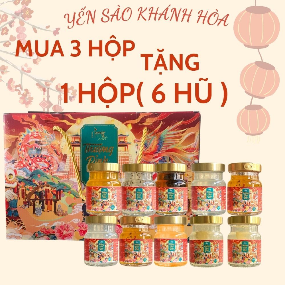 Yến sào Nha Trang hũ chưng sẵn hộp 10 hũ combo 3 tặng 1 ( 6 hũ ) , hộp quà tết