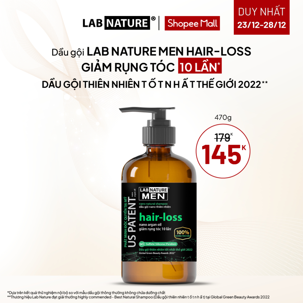 Dầu gội Lab Nature Men Hair-loss 470g - Công nghệ Nano Giảm Rụng Tóc 10 Lần