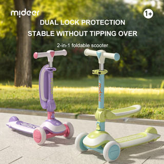 Xe Scooter cho bé Mideer , Xe trượt scooter 3 bánh phát sáng, cao cấp, gấp gọn có ghế ngồi cho bé trai, gái 1 2 3 4 5 6