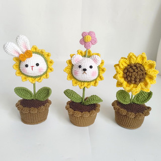 Chậu hoa thú bằng len handmade xinh xắn làm quà tặng, để bàn trang trí