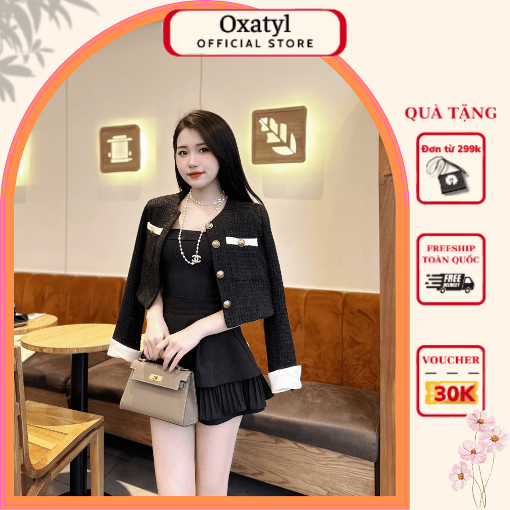 Áo khoác dạ kim tuyến cao cấp Oxatyl A890 thời trang công sở thu đông