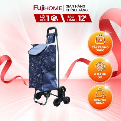 Xe kéo đi chợ nhập khẩu FUJIHOME ST-30D6 Tải trọng 30kg - 6 bánh leo cầu thang - kèm túi vải đi kèm