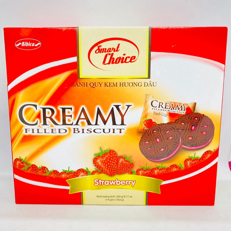 Bánh Creamy Nhân Kem Dâu Bibica 260g