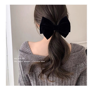 @ROSE -KẸP TÓC NHUNG 2 MÀU ĐỎ ĐÔ/ĐEN DÀI 15CM
