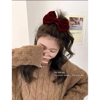 @ROSE -KẸP TÓC NHUNG 2 MÀU ĐỎ ĐÔ/ĐEN DÀI 15CM