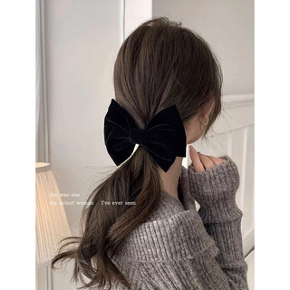@ROSE -KẸP TÓC NHUNG 2 MÀU ĐỎ ĐÔ/ĐEN DÀI 15CM