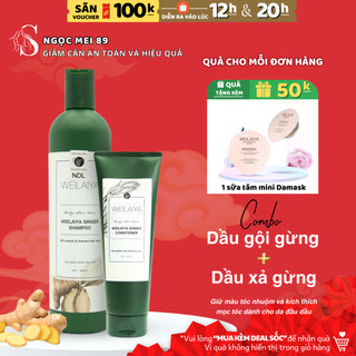 Cặp dầu gội Weilaiya Combo dầu gội đầu và dầu xả tóc thảo dược Weilaiya gừng trắng giúp kích mọc tóc