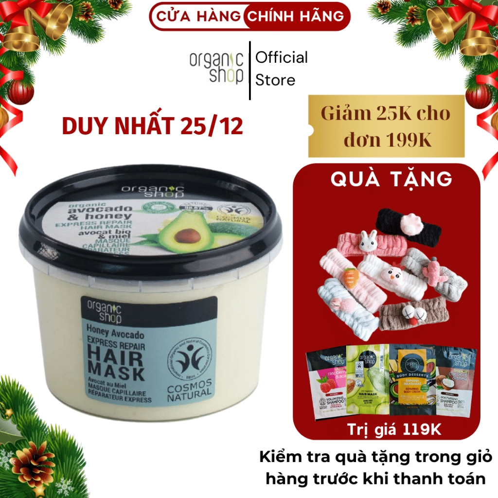 Kem Ủ Tóc ORGANIC SHOP, Mặt Nạ Ủ Tóc Dành Cho Tóc Nhuộm Giúp Phục Hồi Hư Tổn Dung Tích  250ml