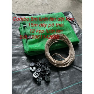 Combo 5m lưới lan che nắng dệt kim khổ 3m 90% kèm kẹp và dây căng giá siêu dẻ